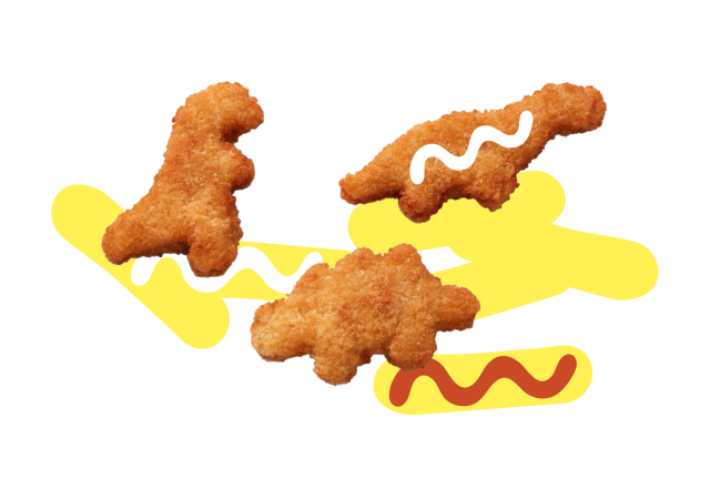 Pommes mit Dinonuggets